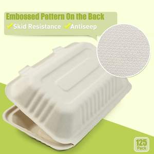 Desechable 9x6x3 pulgadas de fibra de bambú tapa con bisagras compostable cajas para llevar seguro <span class=keywords><strong>sin</strong></span> <span class=keywords><strong>gluten</strong></span> <span class=keywords><strong>hamburguesa</strong></span> pan comida para mascotas - Product Image 5