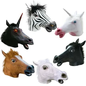 Роскошная новинка, костюм на Хэллоуин, маска с животными, маска с единорогом, латексная маска с лошадью для вечеринки