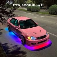 Kit d'éclairage LED RGBIC double rangée pour dessous de caisse de voiture, étanche IP68, avec effet de poursuite, 6 pièces