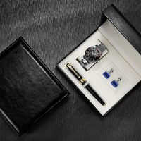 Set Jam Tangan Pria Populer S8132G, Set Jam Tangan Pria dengan Tali Baja Anti Karat, Hadiah dengan Manset, Hadiah Ulang Tahun