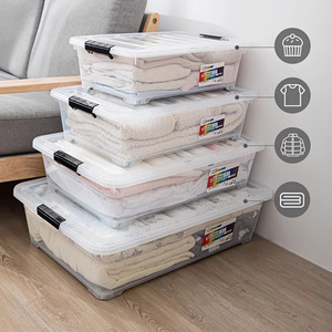 핫세일 PP 다용도 슬림형 침대밑 수납함 안전 잠금 뚜껑 바퀴 포함 가정 사무실 정리함 - Product Image 5