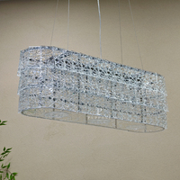 Suspension linéaire ovale rectangulaire en cristal tressé, luminaire multi-ampoules pour table à manger moderne et décoration intérieure