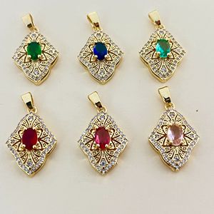 Collier Pendentif Fin Géométrique avec Rubis Sertis Clos, Unisexe, Usage Quotidien, Origine Yiwu XL087 - Product Image 3