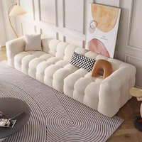 NOVA Modernes Lounge-Sofa für Wohnzimmermöbel, Weißer Lammfellstoff, Modulares Ecksofa-Set, Polstermöbel