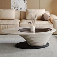Mesa de Centro de Vidrio Ovalada, Estilo Moderno, Minimalista y de Lujo, para Salas de Estar Pequeñas