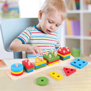 Jouets Montessori en bois, jouets de tri et d'empilage pour tout-petits, trieur de formes et empileur de couleurs pour bébé - Product Image 3