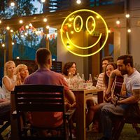 Lámpara de Pared LED de Neón Acrílica Neonawall IP65 con Cara Sonriente, Luz Amarilla Cálida, Interruptor USB, para Decoración de Tiendas y Dormitorios