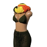 Maillot de bain bikini 2 pièces tricoté à la main, nouvelle mode transfrontalière, pour fête sur la plage, avec haut tube uni et taille ajustée, idéal pour les photos