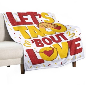 Couverture en flanelle à prix d'usine, motif dessin animé 'Lets Taco Bout Love', pour la sieste au bureau, pour enfants, thème alimentaire 'Dumpling' et Thanksgiving - Product Image 2