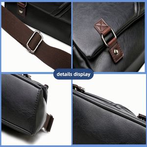 Sac messager noir personnalisé en cuir pour homme, style vintage, bandoulière croisée, en PU et nylon, avec lettres personnalisées - Product Image 4