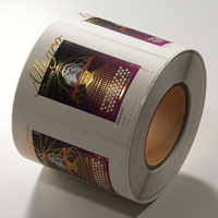 Étiquettes adhésives personnalisées en papier texturé nacré, imprimées à la machine, gaufrage sculpté, pour emballage de vin, vodka, bière, en rouleau, sur mesure