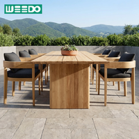 Ensemble de salle à manger d'extérieur en teck moderne, résistant à l'eau, durable, pour jardin, villa, cour, hôtel, table et chaises d'extérieur