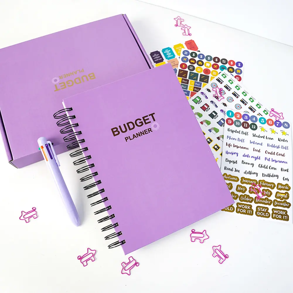 Cuaderno de notas con estampado transparente personalizado para niños, colorido libro en blanco reutilizable, papel de cuero, cubierta de PVC PP, regalo de hojas sueltas