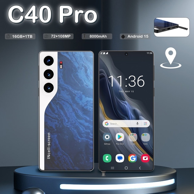 2026 High Quality Android 15 7.3 Inch C40 Pro Smartphone 16gb+1tb Memory Cheap Unlock 5g Wifi 3g & 4g Mobile Phone Dual SIM