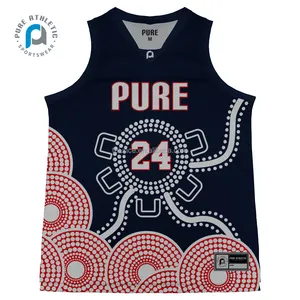 PURE aboriginal reversible basketball training singlets basketball jersey custom sublimation mesh men's basketball wear uniforms