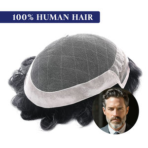 ฐานบางพิเศษสำหรับผู้ชายสไตล์แปดเหลี่ยมลูกไม้ผูกมือและฐาน PU ผมแท้แบบอินเดีย - Product Image 4