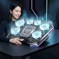 Refroidisseur d'ordinateur portable D13 6 ventilateurs, support de refroidissement pour ordinateur portable refroidi par air, universel pour ordinateurs portables de 11 à 21 pouces, RGB