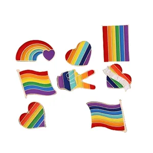Popular Metal LGBT Label Rainbow Brooch Pin Enamel Progressive Pride Accessories