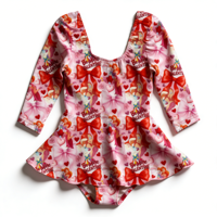 Ruidian Maßgefertigter Valentinstag-Bodysuit mit Bambusknöpfen für Kleinkinder von 0-3 Jahren, Langarm-Twirl-Kleid