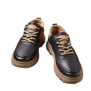 Chaussures habillées en cuir pour hommes, bout rond, à lacets, semelle extérieure en caoutchouc amortie, doublure en peluche, couleur unie, pour automne, mariage, décontractées ou formelles - Product Image 5