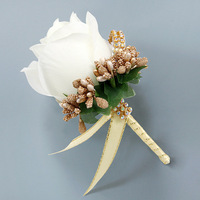 Bunga Mawar Buatan Tangan untuk Pergelangan Tangan, Corsage untuk Pria Wanita, Pengiring Pengantin, Pesta, Wisuda