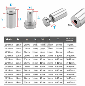 Vis publicitaires en acier inoxydable noir signe vis à entretoise attaches en verre clous de <span class=keywords><strong>miroir</strong></span> matériel de fixation de panneau d'affichage - Product Image 6