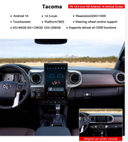 Lecteur DVD vidéo stéréo Android 14,5'' pour Toyota Tacoma 2015 - 2022 avec navigation GPS embarquée