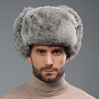 Gorro Ushanka de Piel Auténtica Estilo Ruso, Gorro de Invierno de Lujo a Prueba de Viento