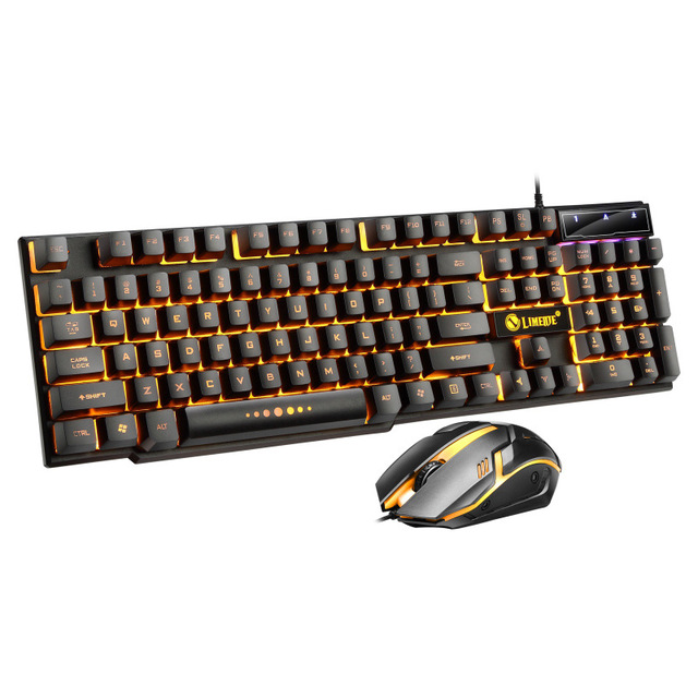 GTX300 Seven Colorful Backlit Wired Keyboard and Mouse Set USB Keyboard USB Mouse Internet Cafe Glowing Game Kit