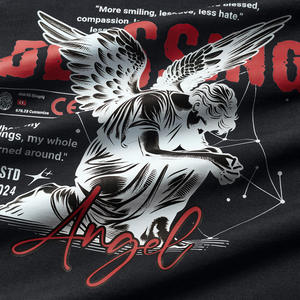 T-Shirt da Uomo in Puro Cotone Pesante, Stile Vintage Americano Trendy, Stampa con Lettere, Vestibilità Ampia - Product Image 3