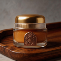 Pot en verre noir de style arabe de luxe personnalisé avec couvercle en or gaufré, récipient décoratif pour parfum, pour Bakhoor