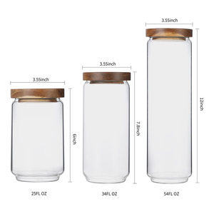 Modern Handcrafted Eco-Friendly <b>Kitchen</b> <b>Storage</b> Jar High Borosilicate Glass Reflective Acacia Wood Lid Detachable Food - Product Image 2