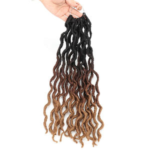 Cabello de ganchillo <span class=keywords><strong>largo</strong></span> y ondulado para mujer, <span class=keywords><strong>pelo</strong></span> trenzado sintético con degradado de 30 pulgadas, con diseños de diosa Locs de imitación, raíces africanas y rastas - Product Image 3
