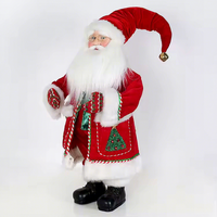 Décorations de Noël traditionnelles en rouge et vert, Père Noël debout fait main avec des gants à motifs chauds et magnifiques