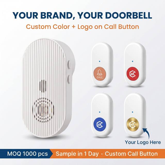 HC Wireless Home Long-distance Doorbell One-key Call Bell Elderly Call Device Model 808-MC PC Material DC Power Supply