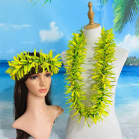 Hochwertige künstliche Seide Spider Lily Dicke Blume mit weißer Perlenkette Hawaiian Lei für Aloha Hula Dance