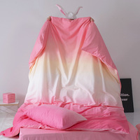 Nouveauté, ensemble de literie 100% polyester, drap de lit en lin avec imprimé dégradé rose
