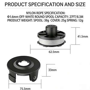 Bobine de fil de coupe de rechange pour tondeuse 196146-9/195858-1 1,6 mm 27FT/8,3M pour Makita Akkusense 18VDUR181Z DUR181RF DUR181 - Product Image 6