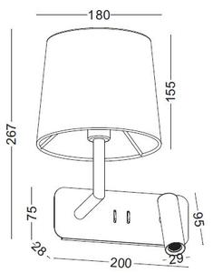 Phong cách và thanh lịch khách sạn cạnh giường ngủ Đèn đọc sách & LED Đèn tường với vải bóng râm Swing cánh tay và tại chỗ trên bên phải/trái/phía dưới - Product Image 6