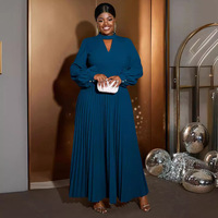 Robe décontractée à imprimé floral, style européen et américain, grande taille, style mature, ajourée, col montant, longueur cheville, confortable et ample
