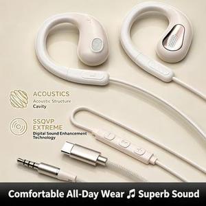 Auriculares de Clip para Oreja, Diseño Abierto, con Micrófono Integrado, Cable de 3.5mm y Cable Tipo-C para Uso Diario - Product Image 6