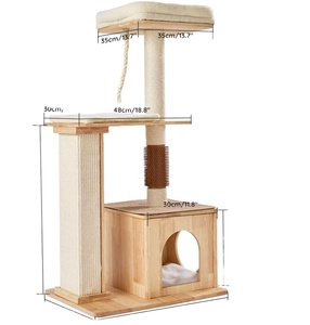 Arbre à chat naturel en bois massif pour grands/petits chats avec griffoir en sisal et <span class=keywords><strong>appartement</strong></span> - Product Image 1