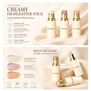 Barra Iluminadora Personalizada con Logotipo, Textura Cremosa Hidratante, Alta Pigmentación, Iluminador Facial y Corporal, Barra de Maquillaje Luminosa a Prueba de Agua, OEM - Product Image 5