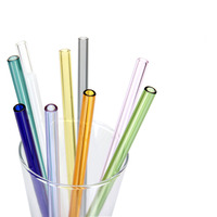 Pailles en verre colorées réutilisables de 18 cm et 20 cm, résistantes aux chocs, pour usage quotidien, droites, 6 pouces, 8 mm, pour cocktails – Vente en gros
