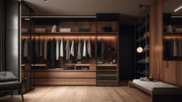 Armoire sur pied moderne haut de gamme, portes coulissantes avec compartiments de rangement intégrés, espace de rangement spacieux, personnalisation complète de la maison