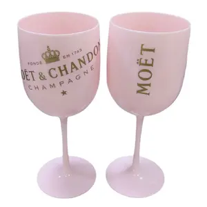 Vendita calda all'ingrosso personalizzato infrangibile in plastica bianca Champagne flute Tumbler rosa bicchieri da vino Set per il matrimonio