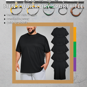 เสื้อยืดคอกลมแขนสั้นสีดำล้วนสำหรับผู้ชาย ทรงปกติ ผ้าคอตตอนเจอร์ซีย์ สวมใส่สบาย ระบายอากาศได้ดี ดีไซน์เรียบง่าย - Product Image 2