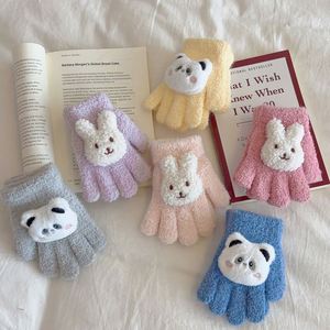 Guantes de Felpa de Dibujos Animados para Niños de 1 a 8 Años, Cálidos y Gruesos para Otoño e Invierno, con Cinco Dedos, Diseño de Oso y Conejo, Anticongelantes para Ciclismo - Product Image 4
