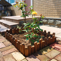 Valla de Madera Anticorrosión para Jardín, Estilo Campestre, Carbonizada, Decoración para Patio Exterior, Madera Sólida para Vegetales