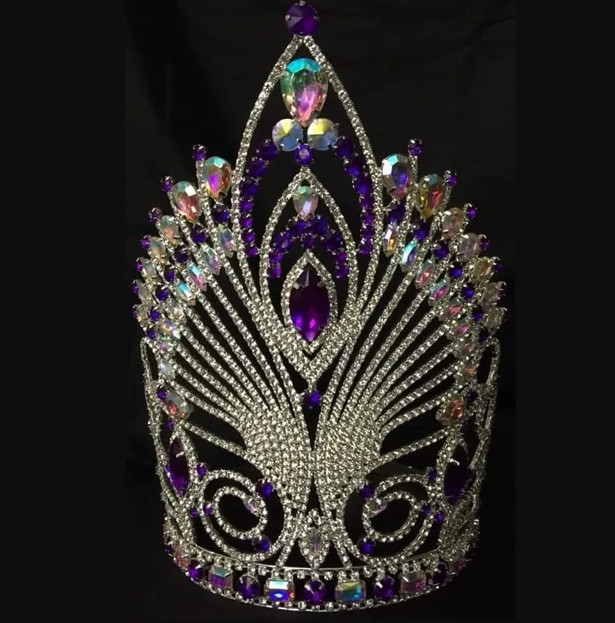Mahkota berlian imitasi kristal Bling ungu